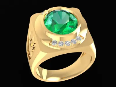 Luxury Round Gemstone Men Ring  2158 3D print model