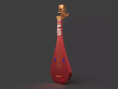Chinese musical instrument pipa Low-poly 3D model