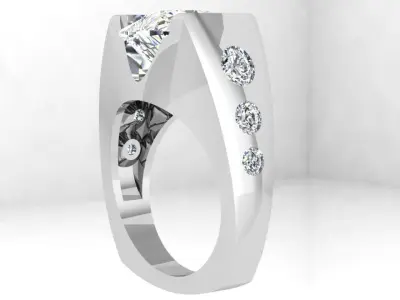 Round Diamond Euro Shank Ring 4533 3D print model