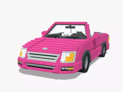Voxel Convertible Car Barbie Style Low-poly 3D model