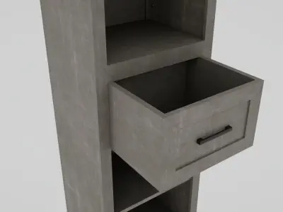 Narrow Storage Cabinet with Drawer and 5 Tier Shelf Low-poly 3D model