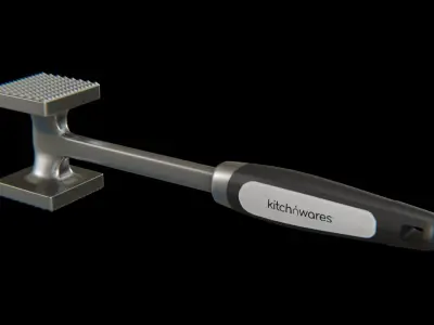 Meat Hammer Kitchnwares with black rubber handle Low-poly 3D model