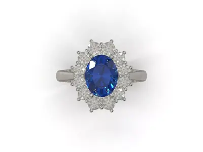 Luxurious Blue Sapphire and Diamond Ring jr00349 3D print model