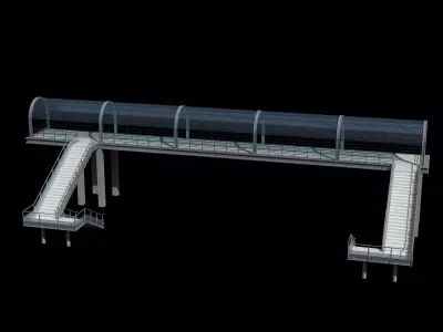 modern curved pedestrian bridge 3D model