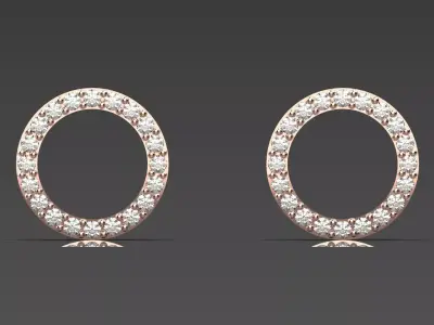 Rose Gold Diamond Hoop stl Earrings je0115 3D print model