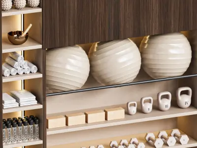 Yoga and fitness equipments 3D model