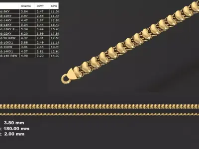 Ultra light shiny gold bracelets 10pcs 3D print model