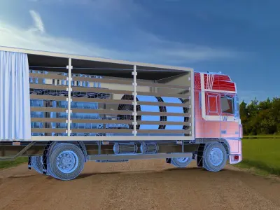 Truck with water system parts 3D model