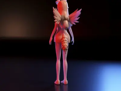 Anime girl with wings 3D print model