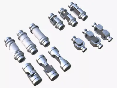 Cardan Shaft Joints 12 Pieces Set M1 3D model