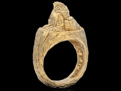 Skull rock ring  gold jewelry printable 3D model 3D print model
