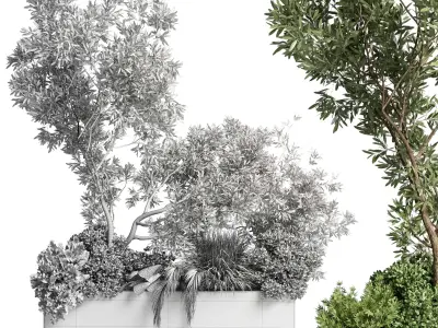 Collection indoor plant 234 - Concrete plants box standing 3D model