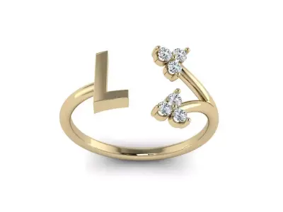Jewelry Alphabet Ring L with Diamonds  3D print model