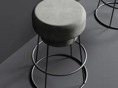 Coffee shop reception Restaurant counter by hanging plant  Low-poly 3D model