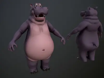 Cartoon Hippo Low-poly 3D model get