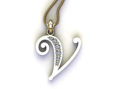Alphabet V1 Font Style Pendant V 3D print model