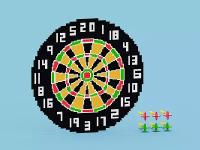Voxel Dartboard Low-poly 3D model