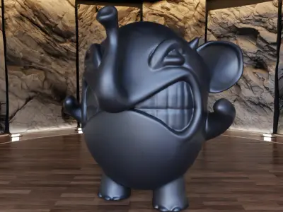 CHarly Angry Elephant Figure Fan ARt Toy  3D print model