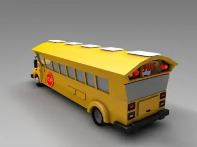 Low Poly School Bus Low-poly 3D model