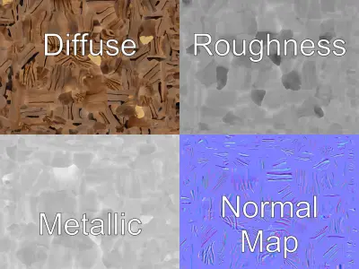 Driftwood Brass Accent Log D model pack Low-poly 3D model