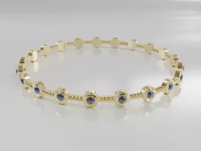 Twilight Charm Sapphire Cabochon Bracelet - 3D print ready Free 3D print model