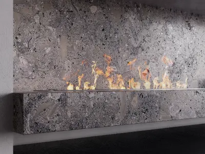 Wall With Biofireplace - Grey color  3D model