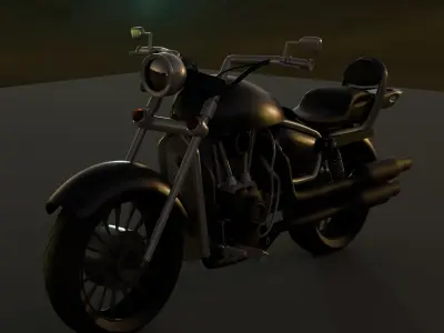 Rigged Cruiser Motorcycle 3D model