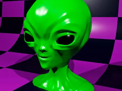 Cute Alien Bust Sculpture 3D Print Model UFO Free 3D print model