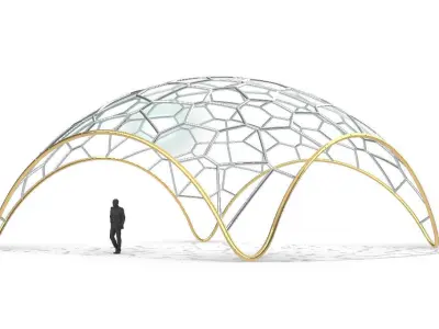 Voronoi Dome Wireframe Structure Stand Alone Pavilion v2 3D model