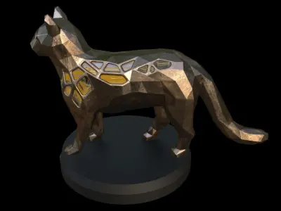 Steampunk Cat Low-poly 3D model