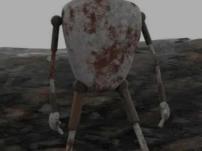 Destroyed AI Robot Free low-poly 3D model
