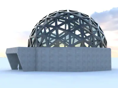 Geodesic Dome with Door Opening and enclosure Panels 3D model