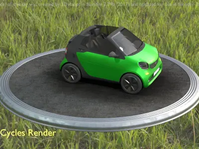 City Car 49 Small Convertible Open Type-E Green Low-poly 3D model