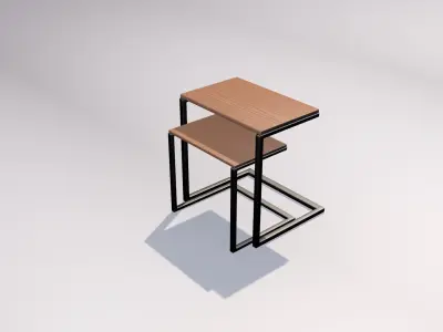 3d wooden tables for decoration Low-poly 3D model