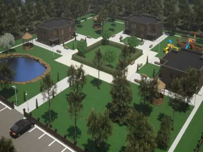 Hotel Motel House residential complex layout 3D model