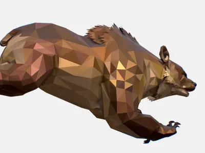 Animated Low Poly Art Brown Bear Low-poly 3D model