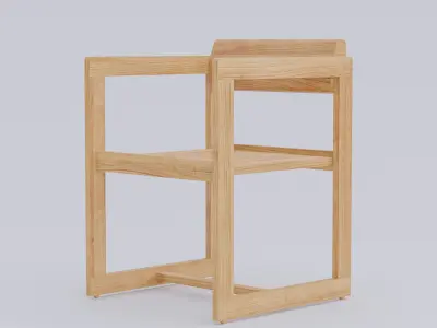 Wooden scandinavian dining chairs Low-poly 3D model