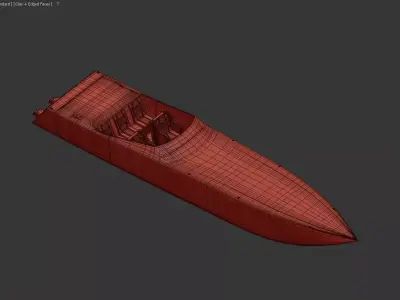 Cigarette Racing Speedboat White Blue Stripes 3D model 3D model