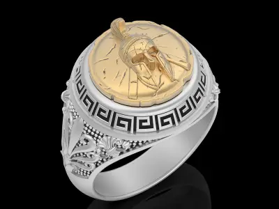 Spartacus man ring  gold jewelry printable 3D model 3D print model