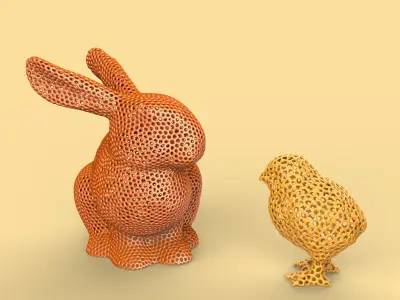 Easter Decors Rabbit and Chick Easter Gift Idea Home Decor 3D print model