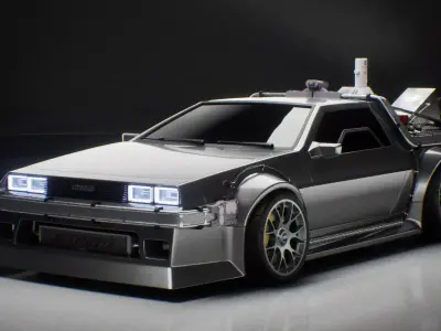 DMC DeLorean Low-poly 3D model