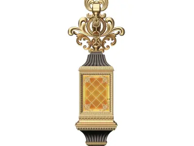 Classic Street Wall  Light 0104 Low-poly 3D model
