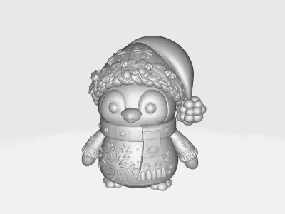 Adorable Christmas Penguin Figurine 3D print model
