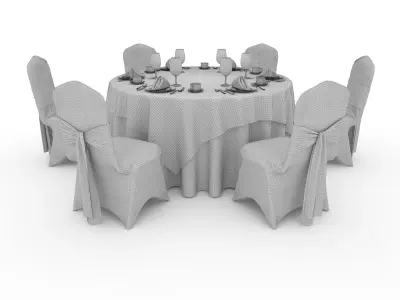 Banquet Table and Chair 52 3D model
