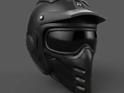 Helmet combat military Scifi 3d model gas mask  Low-poly 3D model