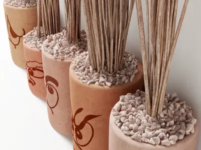 Vase concrete pebble branch decor n8 3D model