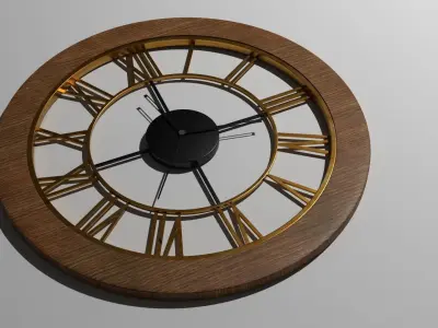 Clock wooden on wall Free 3D model