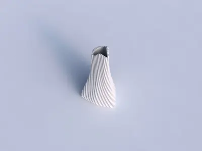 Vase grounded triangle with extruded vertical lines 2 3D print model
