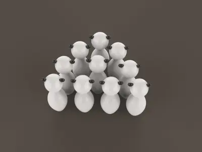 Cartoon Panda Bowling And Ball Bowling Low-poly 3D model