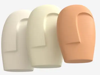 Decorative Ceramic Face-vases Set 3D model